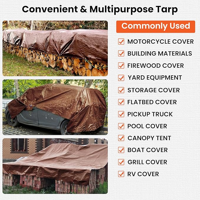 Tarp 10x20FT, 16 Mil Heavy Duty Large Tarps, Waterproof Tarp - Image 6