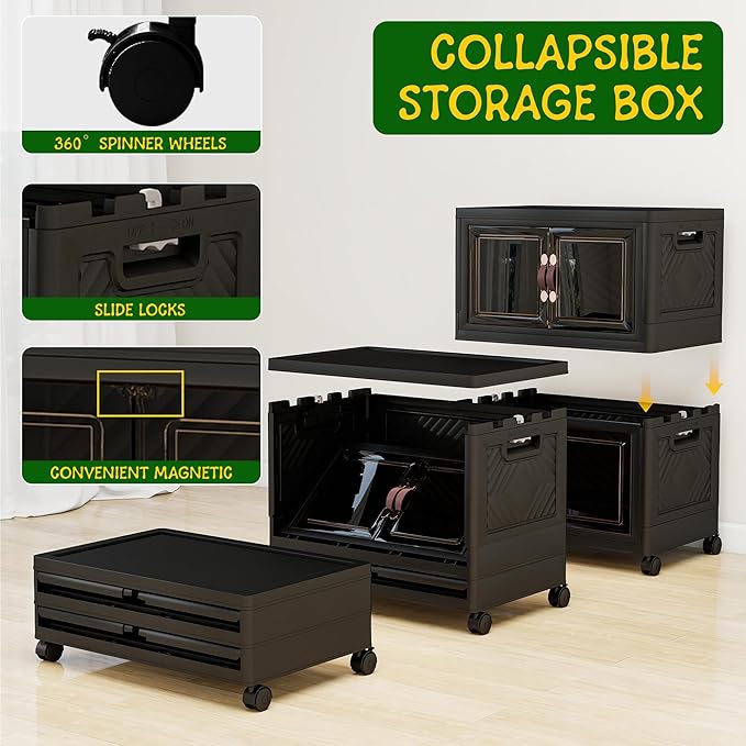 Storage Bins with Lids and Wheels, 199QT-99.5QT*2Tier Collapsible Bathroom - Image 3