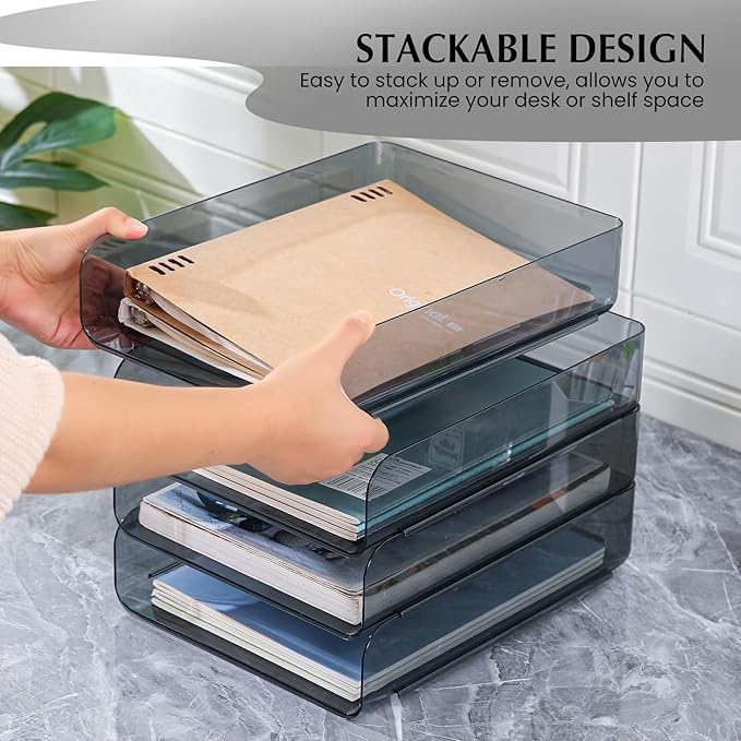 2 Pack Stackable Paper Tray Organizer, Office Organizer and Storage - Image 5
