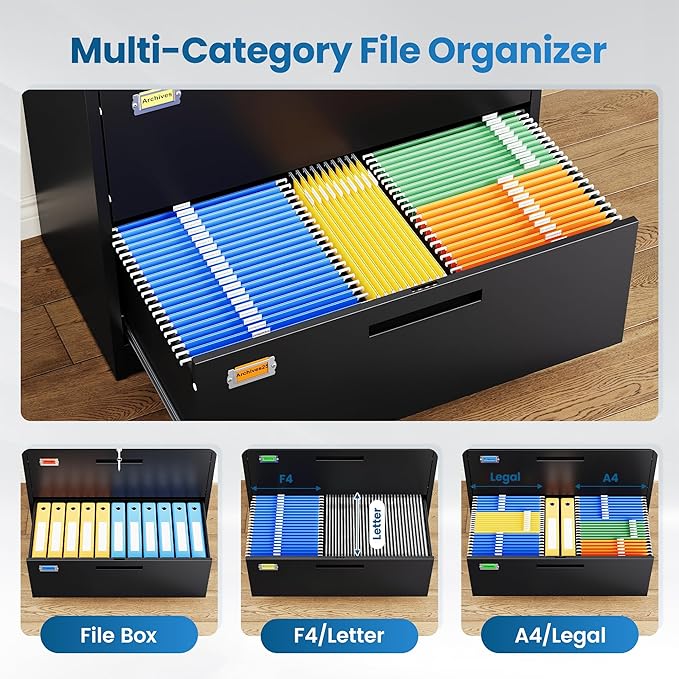 3 Drawer File Cabinet, Lateral Filing Cabinets - Image 3