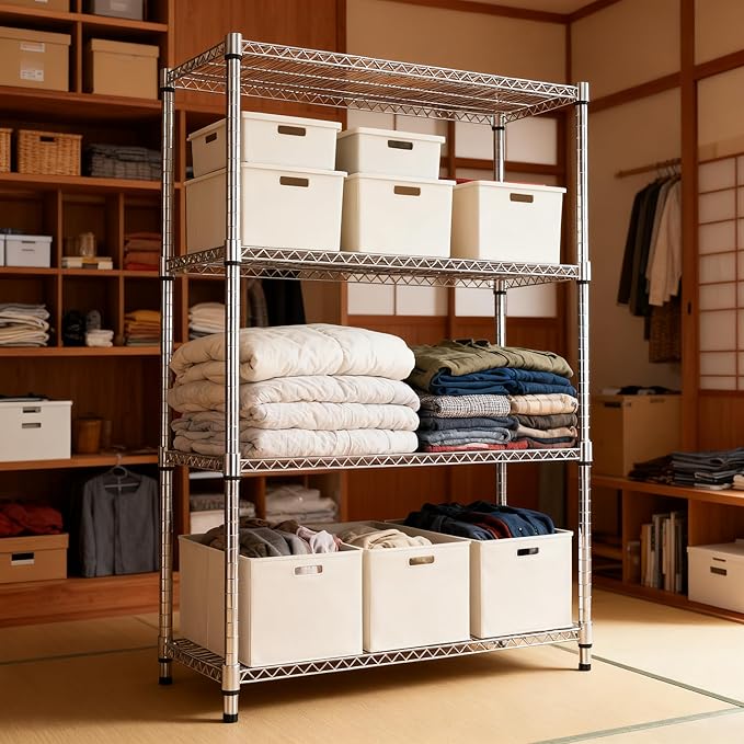 4 Tiers Shelf Metal Storage Shelves 2640 lbs Steel Storage Shelving Utility - Image 5
