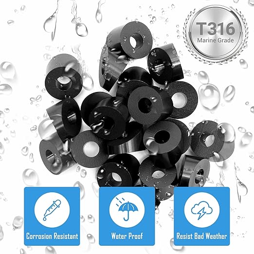 Helffer 50 Pack 1/4" ID Black Angle Beveled Washers - Image 4