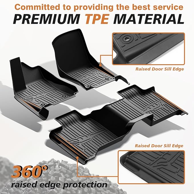 TripleAliners Truck Bed Mat & Floor Mats Front Rear Full Set Compatible - Image 3