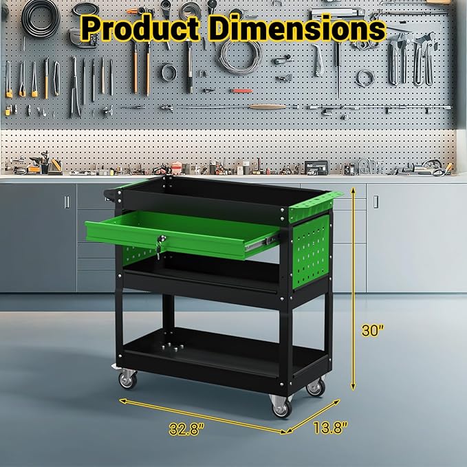 3 Tier Rolling Tool Cart on Wheels, 550 LBS Tool Cart - Image 3