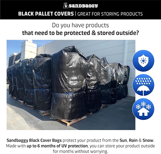 Sandbaggy Black Pallet Covers | Made in USA | Tarp Fits Large Pallets Up to 55" - Image 3