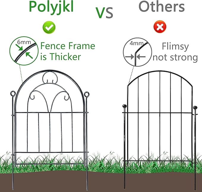 Garden Fence, 11ft X 21in 10 Pack Rustproof Metal No Dig Fence Panels, Garden - Image 3