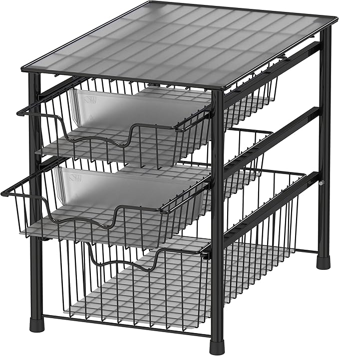 Simple Houseware 3-Tier Stackable Sliding Basket Storage Organizer Drawer by SimpleHouseware