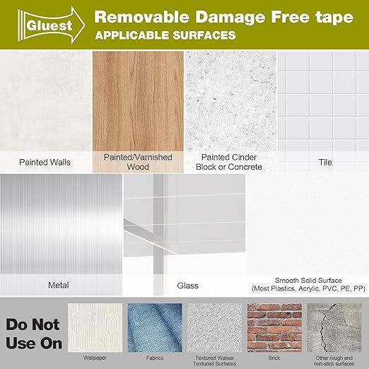 Double Sided Tape Heavy Duty, 1IN x 16.5FT Removable Mounting Tape, No Damage - Image 7