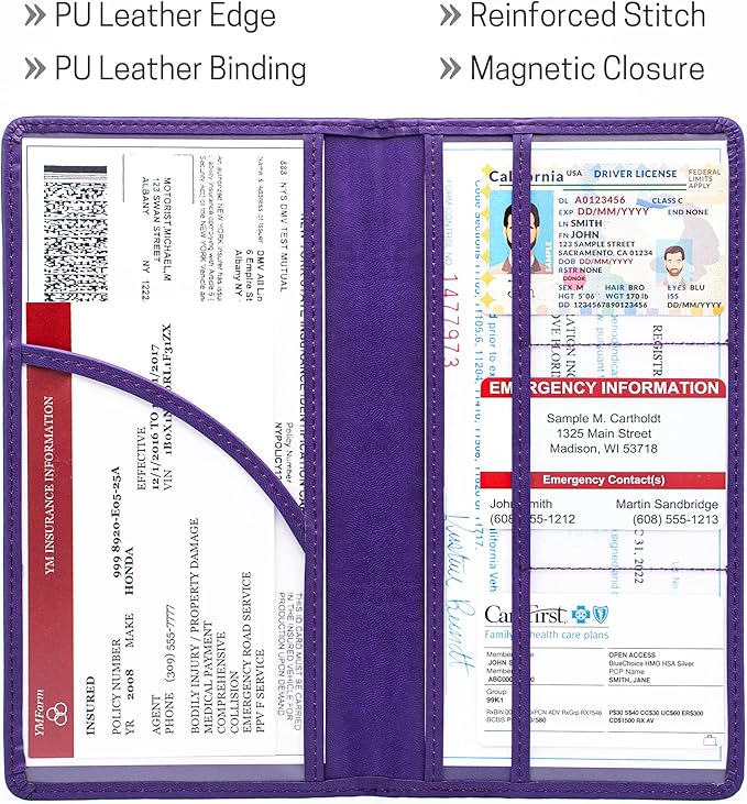 CANOPUS Car Registration and Insurance Holder, PU Leather Card Holder, Vehicle - Image 4