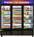 71” Wide Commercial Beverage Refrigerator Display Fridge, Three Glass Door by NAFCOOL