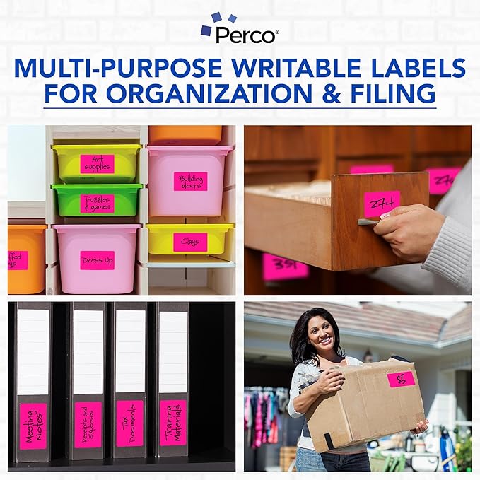 Perco Fluorescent Pink 3x5 Inch Perforated Sticker Labels — 150 Stickers/Roll — - Image 4