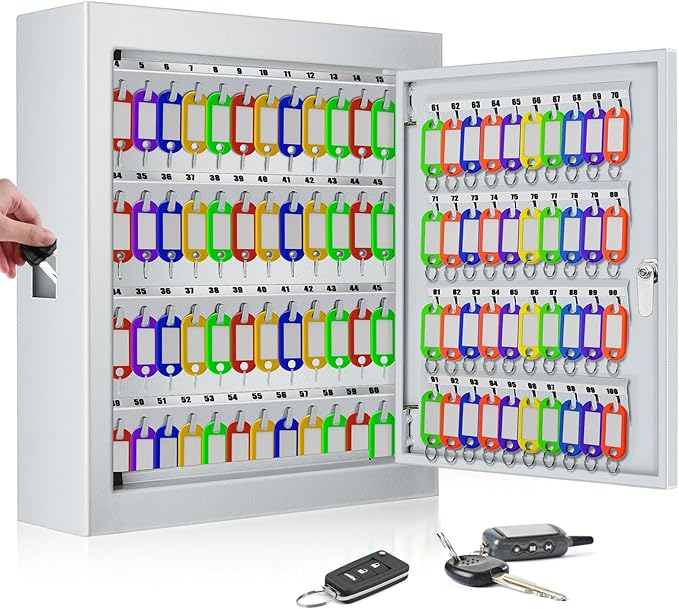 100 Keys White Key Cabinet, Anti-Theft Key Lock Box - Image 9