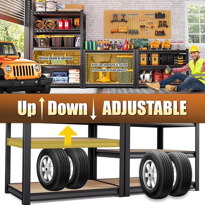 46" W Garage Shelving Heavy Duty Storage Shelves Adjustable Garage Shelves 5 - Image 6