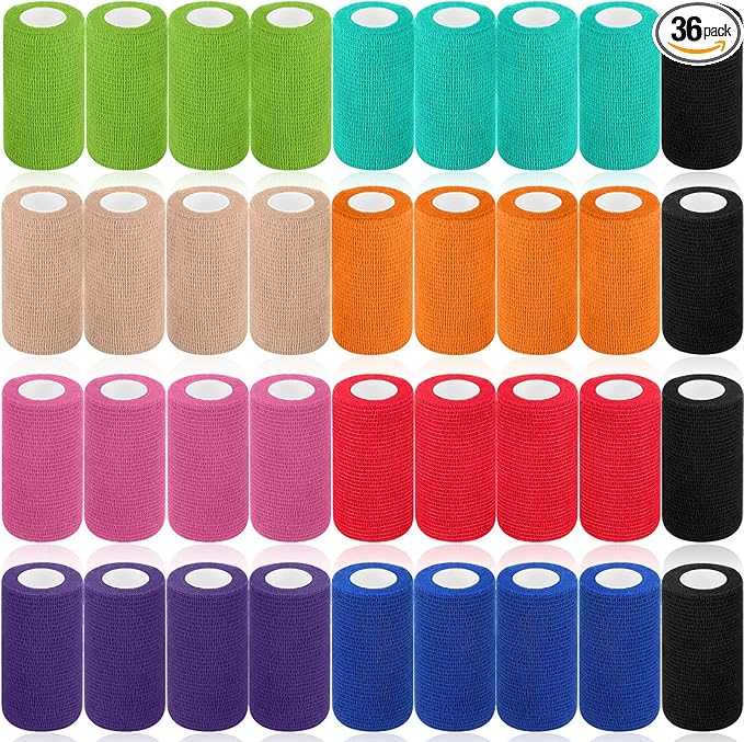 Treela 36 Pcs Self Adherent Bandage 4" X 5 Yard Wrap Breathable Cohesive by Treela