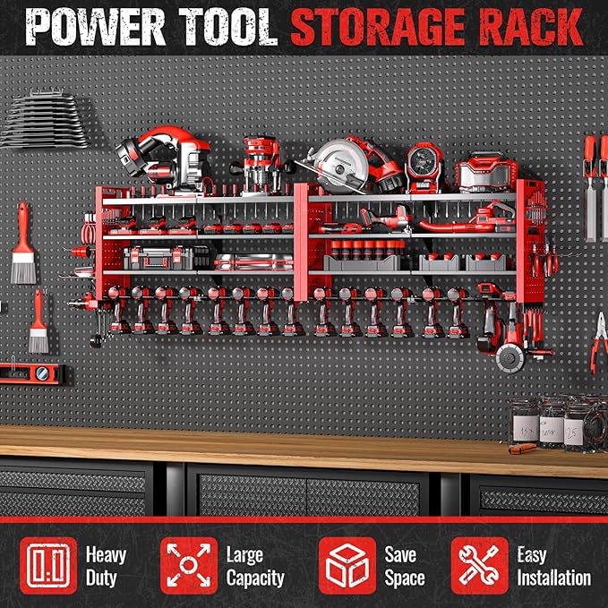 66" W Super Large Power Tool Organizer Wall Mount, Heavy Duty Cordless Tool - Image 4