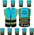 BeautyWill 10 Pack Custom Mesh Safety Vest Customized Logo Class2 High by BeautyWill
