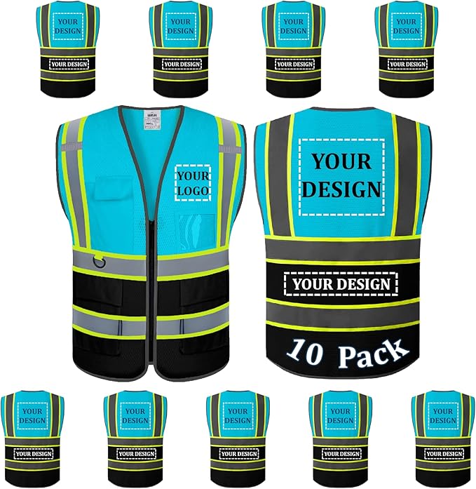 BeautyWill 10 Pack Custom Mesh Safety Vest Customized Logo Class2 High by BeautyWill