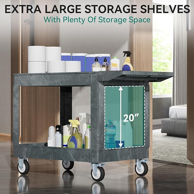 YITAHOME Utility Cart on Wheels, 550 lbs 2 Shelf Heavy Duty Rolling Carts - Image 7
