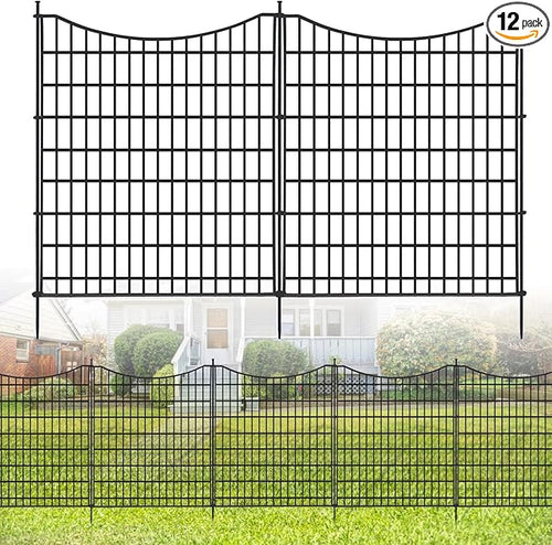 12 Panels No Dig Decorative Garden Fence, 33 in X 27 ft Garden Fencing Animal by NANYEZH