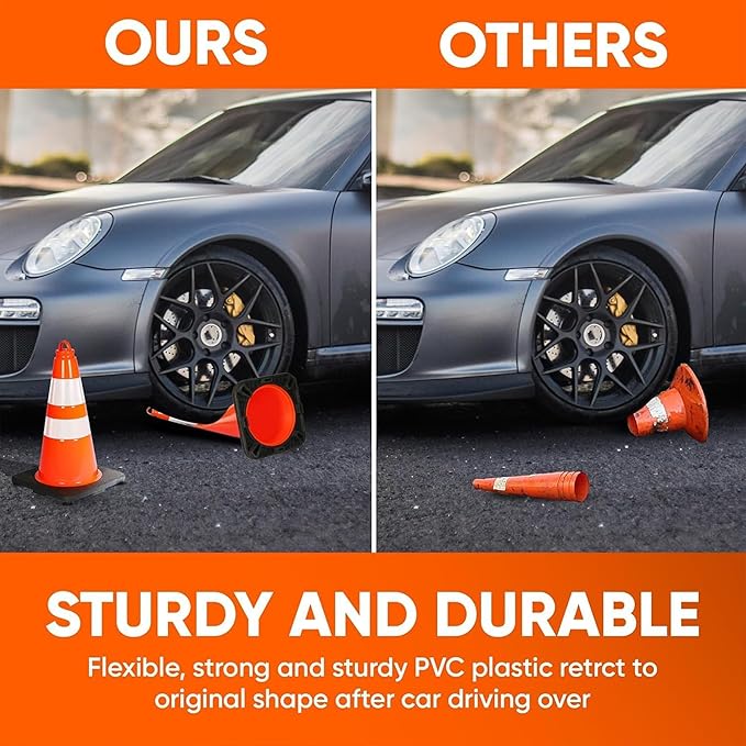 Pyle 18" PVC Traffic Cones, Construction, & Sports Training, High-Visibility - Image 5