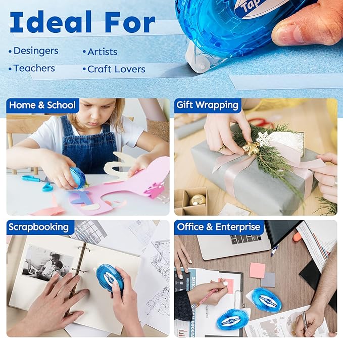 6 Pack Double Sided Tape Roller, 8mm x 315 Inch Permanent Adhesive Scrapbook - Image 4