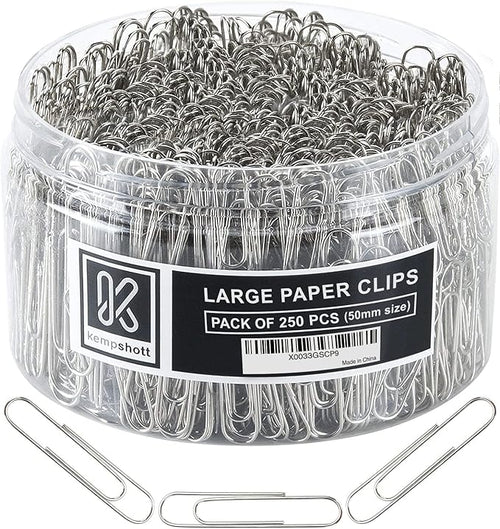 250 Large Paper Clips Smooth, Jumbo Paper Clips by Kempshott%C2%AE