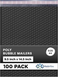 Black Large Poly Bubble Mailers 9.5x14.5 inch #4 | Self Seal Padded Envelopes by MAILERVIEW