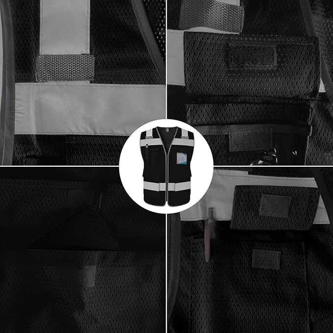 TCCFCCT Mesh Reflective Safety Vest 5 Pockets High Visibility Safety Vest - Image 4