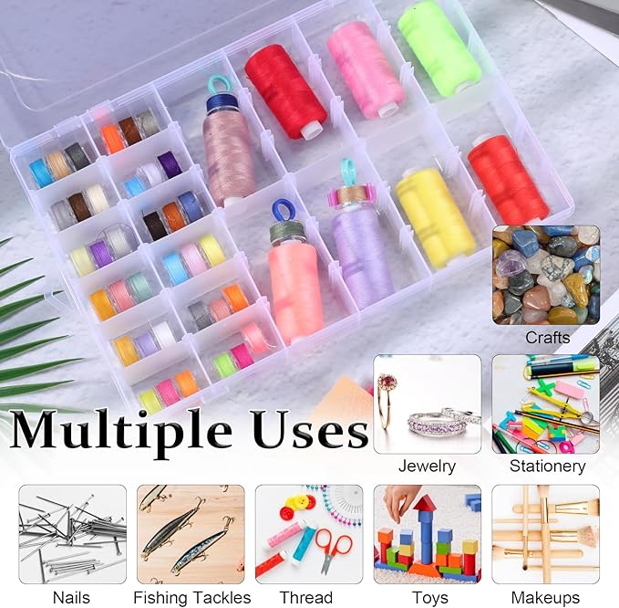 Dimeho 6 Pack Bead Organizer Box Plastic Clear Storage Containers 36 Grids - Image 7