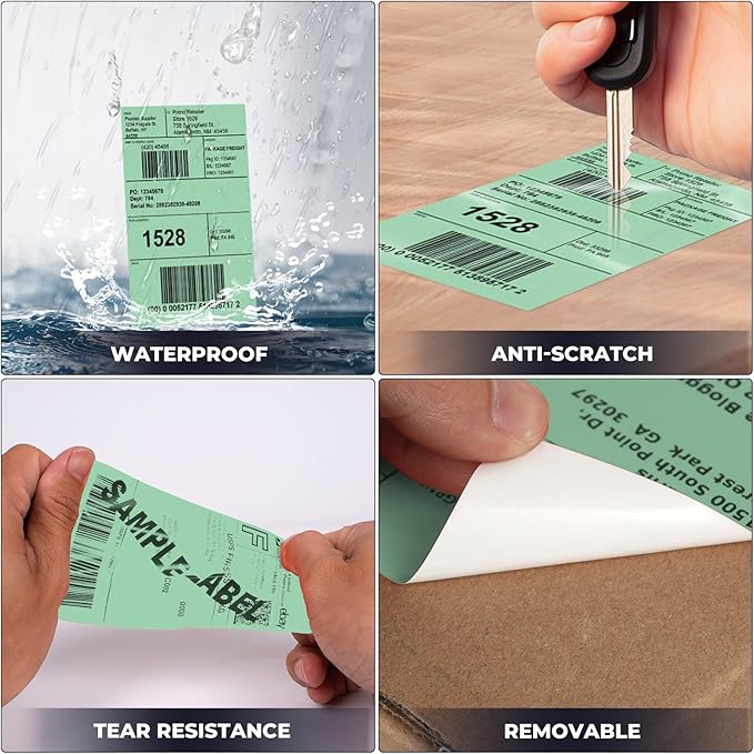 Green Thermal Labels 3 × 5 Inch Vinyl Self-Adhesive Fanfold Direct Shipping - Image 6