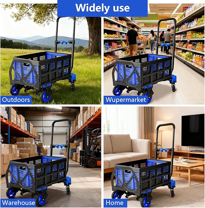 2 in 1 Hand Truck Dolly Foldable, 330LB Folding Hand Truck Heavy Duty Carrying - Image 8
