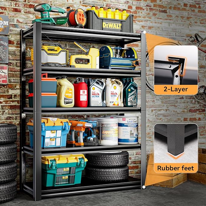 5 Tier Garage Shelving Units 72"H Storage Adjustable Shelves 2000LBS Heavy Duty - Image 4