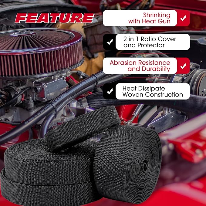 3/8" - 18 feet Cable Management Sleeving, 2:1 Fabric Heat Shrink Braided Sleeve - Image 4