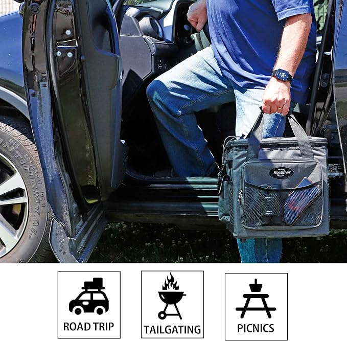 Koolatron Electric Portable Cooler Plug in 12V Car Cooler Bag, 26 qt Black/Gray - Image 7