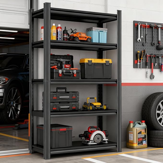 Adjustable 5-Tier Garage Shelving, Heavy Duty Steel Storage Rack, High Load - Image 2