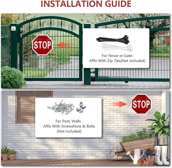 3 Pack Large Stop Signs, 30 x 30 Inches Street Road Sign, UV Protected and - Image 6
