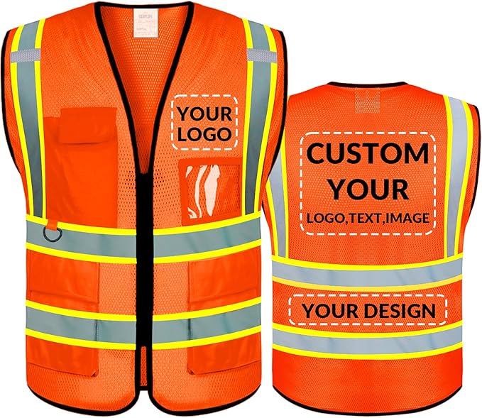 BeautyWill Custom Safety Vest Logo Class 2 High Visibility Reflevtive Vest by BeautyWill