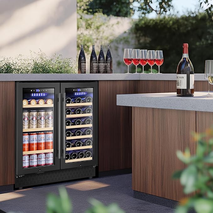 Tylza 30 Inch Wine and Beverage Refrigerator, Dual Zone Wine Beverage Cooler 30" - Image 9
