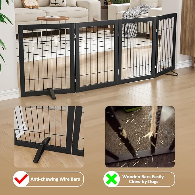 Dog Gate Wire Dog Gates for House Doorways Stairs 24-Inch Freestanding Pet Gate - Image 3