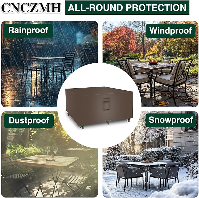 Square Heavy Duty Patio Table Covers Waterproof, 600D Outdoor Dining Table and - Image 6