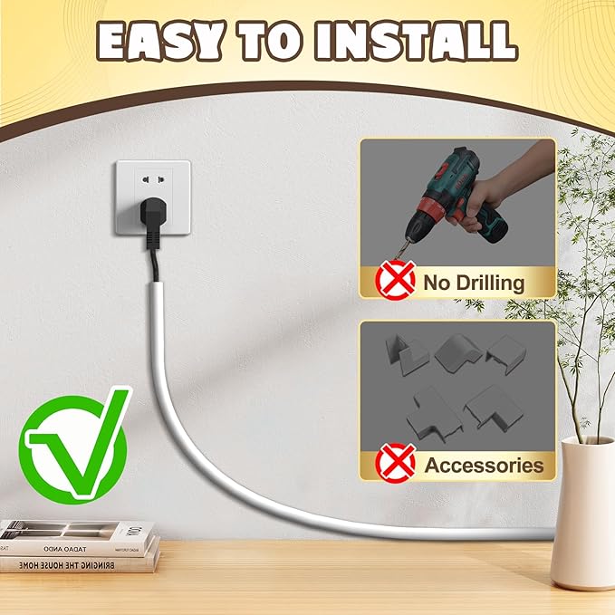 78 Inch Wall Cord Hider, Silicone Self Adhesive Cable Hider Cord Cover - Image 5