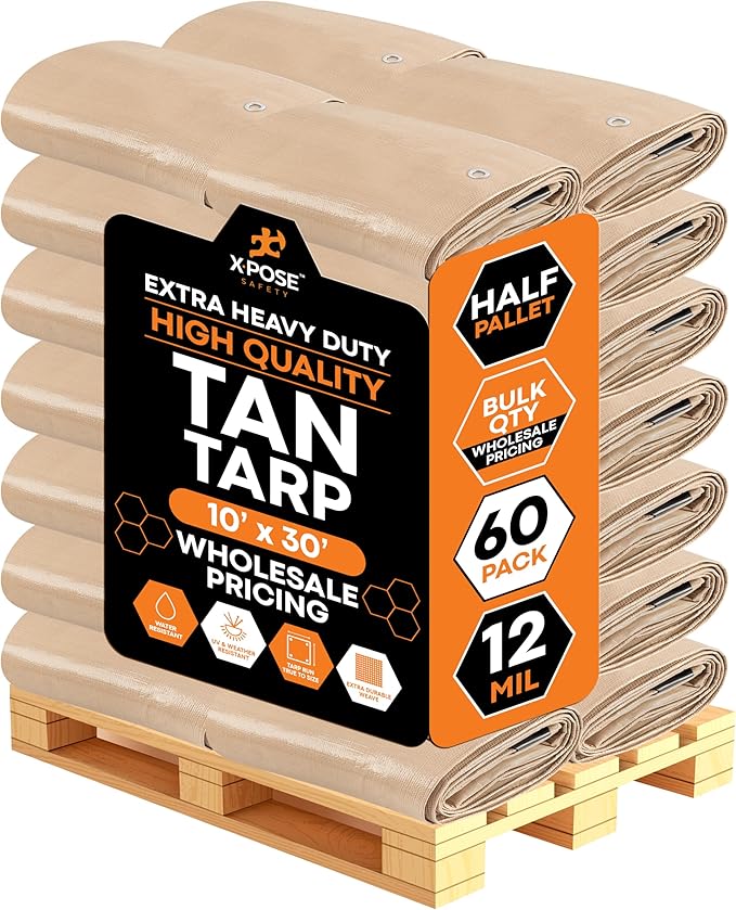Heavy Duty Tan Poly Tarp 10' X 30' by XposeSafety
