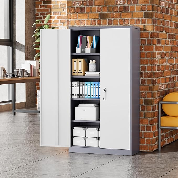 Greenvelly Metal Storage Cabinet, Lockable Steel Cabinet - Image 2