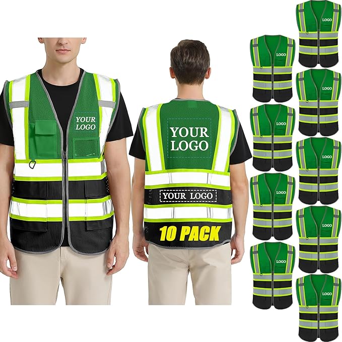 BeautyWill Custom Logo Safety Vest Class 2 High Visibility Reflective Vest by BeautyWill