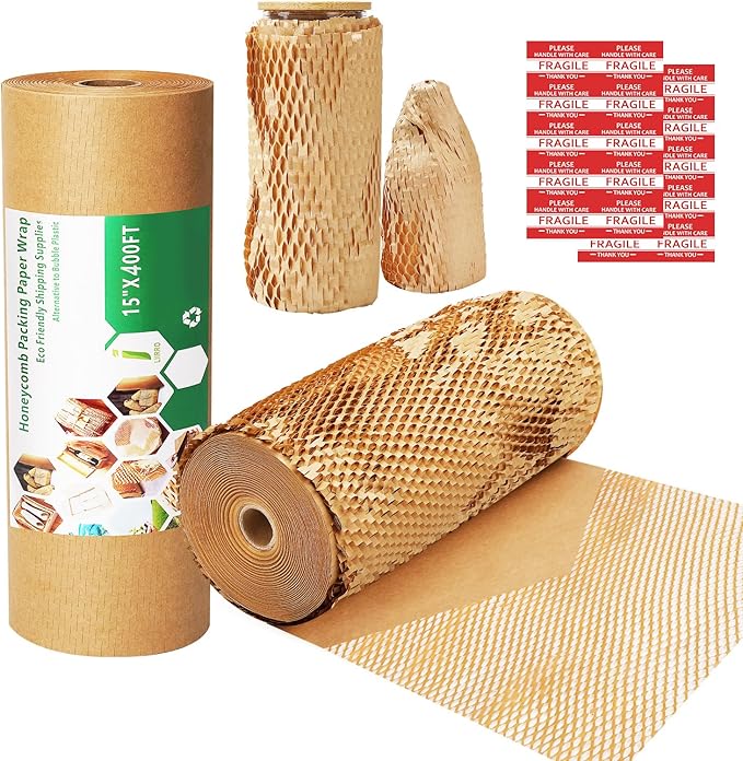 Honeycomb Packing Paper Wrap 15"x400' Sustainable Alternative to Bubble by LiirroProductSeries