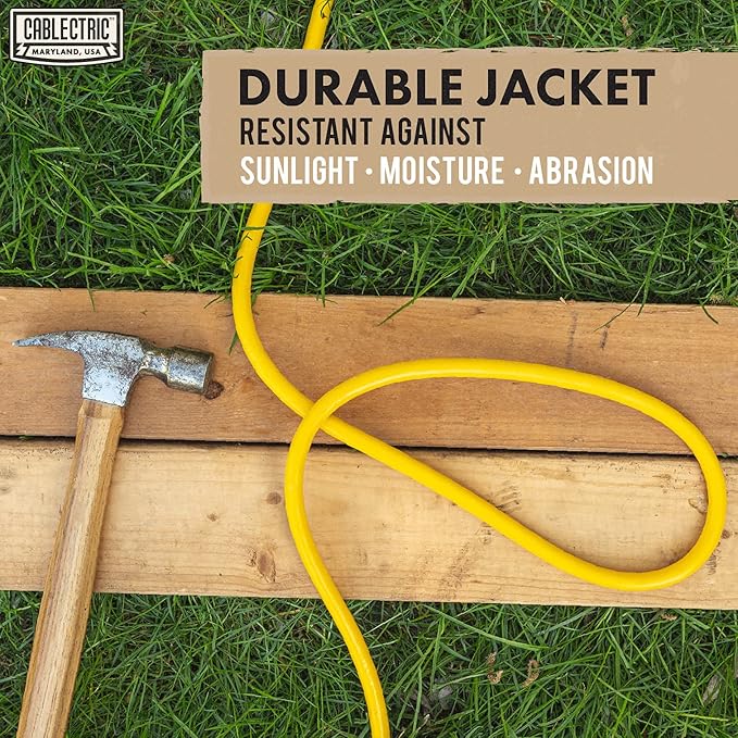 25 Ft Outdoor Extension Cord - 15 Amp 12/3 SJTW Heavy Duty Yellow 12 Gauge - Image 4
