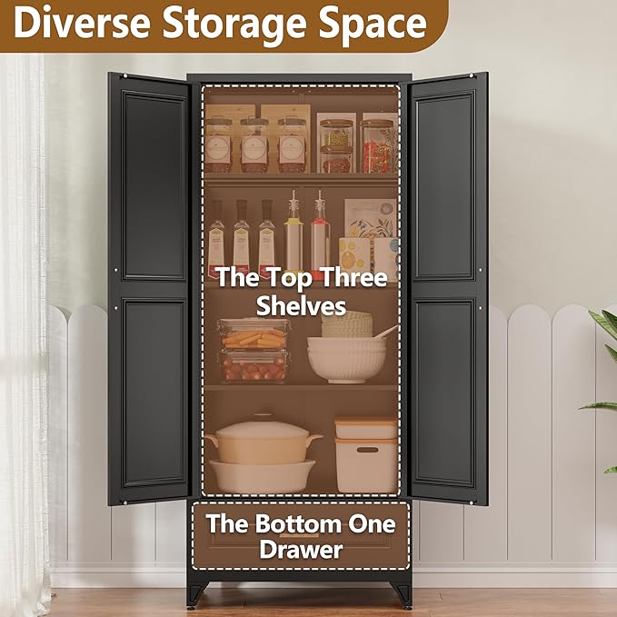 Kitchen Pantry Cabinet, Metal Storage Cabinets - Image 5