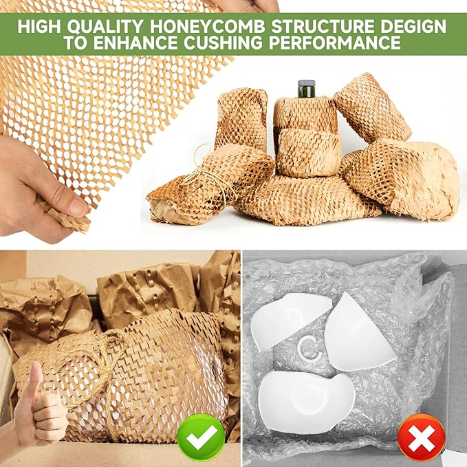 Honeycomb Packing Paper Wrap 15''x600', Substitute Alternative - Image 2