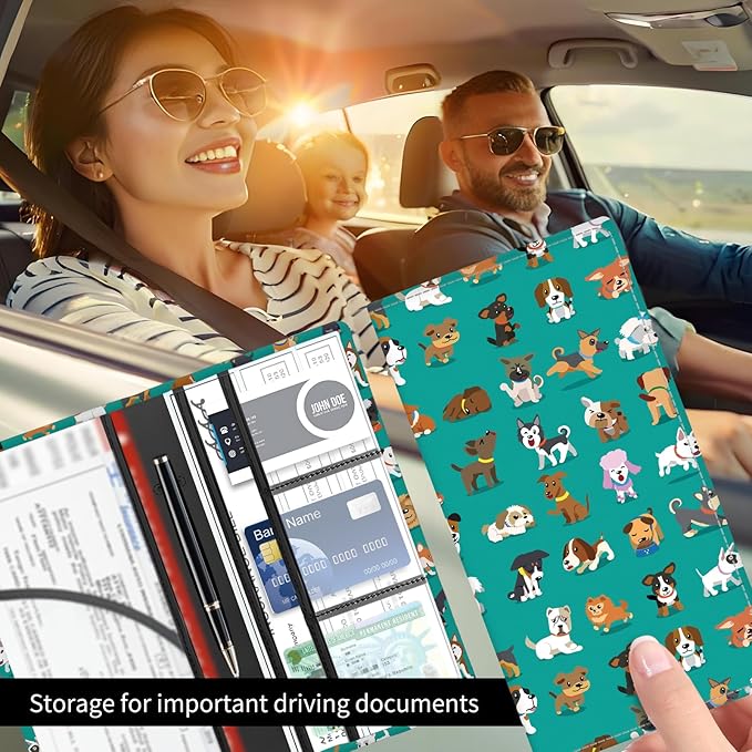 Premium Car Registration and Insurance Card Holder, Cute PU Leather Car - Image 2