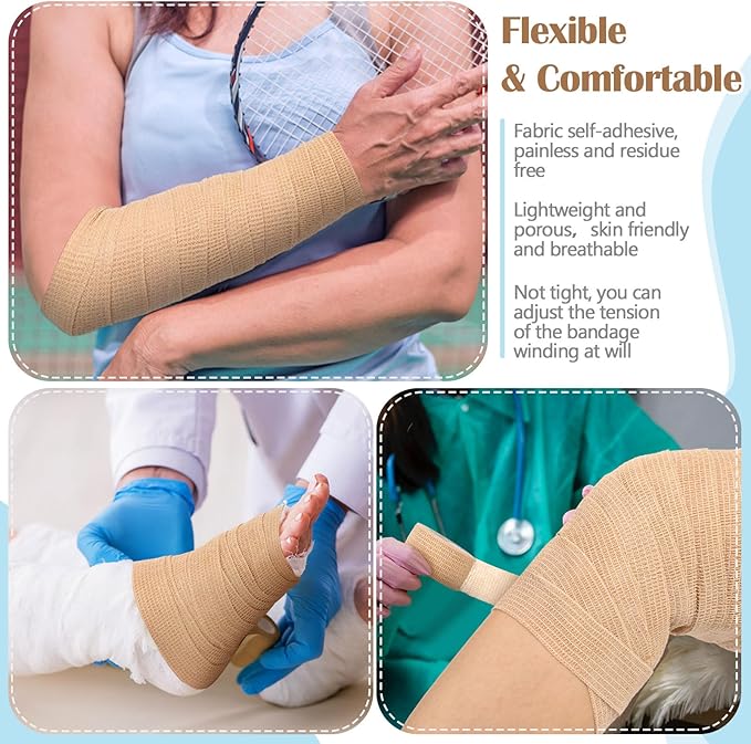 Treela 36 Pcs Self Adherent Bandage 1" X 5 Yard Wrap Breathable Cohesive - Image 5